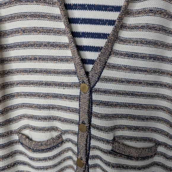 😃Banana Republic Striped Cardigan with Gold Buttons sz M - Picture 6 of 6